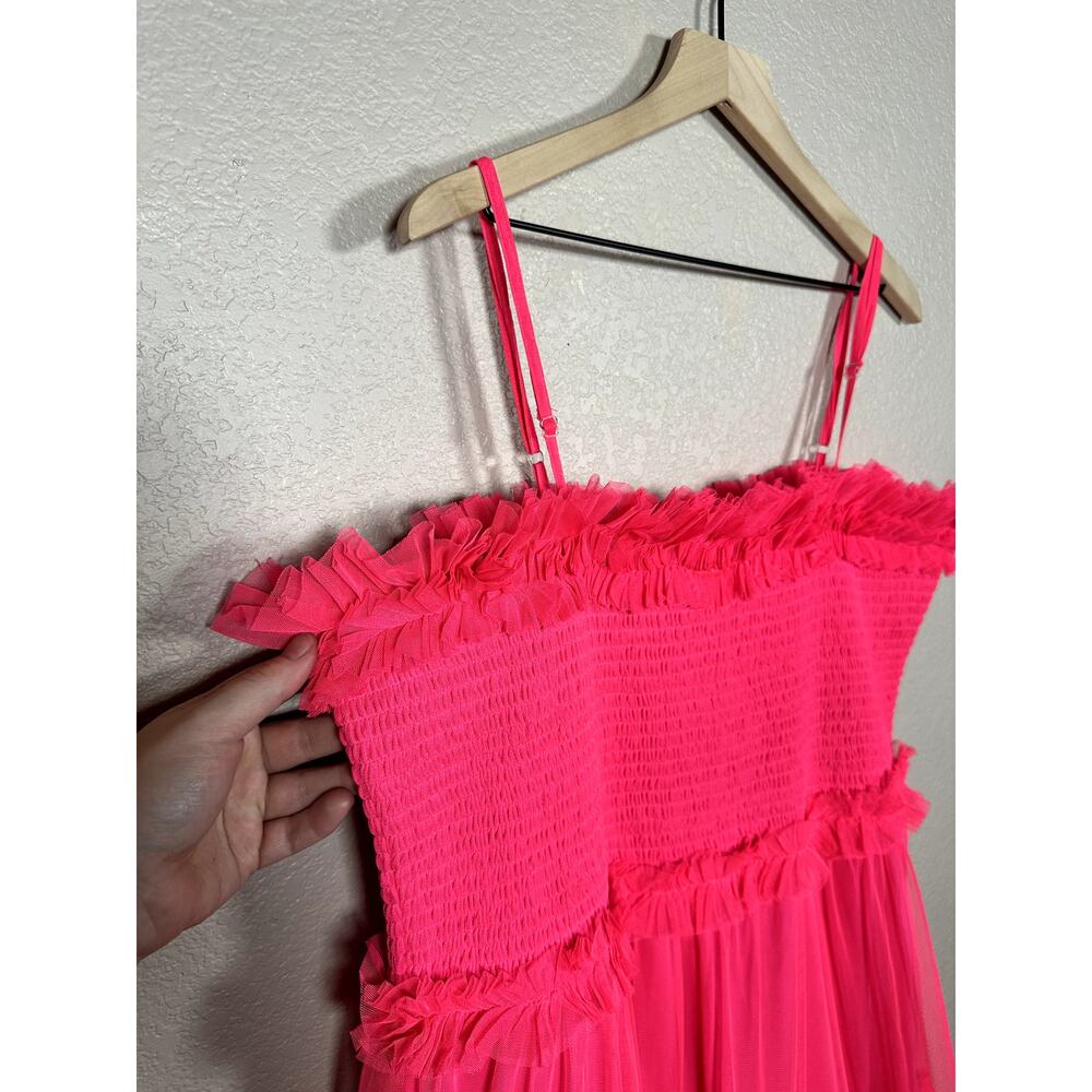 Pink Mini Dress with Ruffled Tulle Skirt - Picture 2 of 6